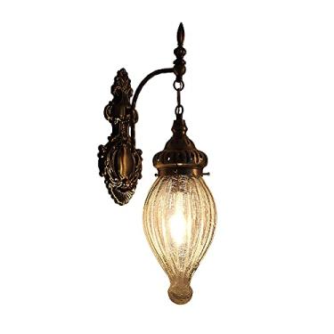 Imagem de Luminária de parede estilo turco, luminária de parede com abajur de metal e vidro rachado para restaurante exótico, hotel, bar, café, lanterna retrô de parede, soquete E27 (tamanho: formato