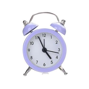 Imagem de Despertador digital, despertador com sino duplo, ótimo para pessoas com sono pesado, elegante operado por bateria para quarto e decoração para pessoas com sono pesado (Roxo)
