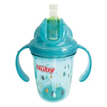 Imagem de Copo infantil com alça e canudo de silicone retrátil tritan 240ml - nu