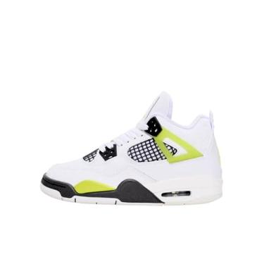 Imagem de Nike Tênis infantil Air Jordan 4 retrô (PS), branco/LT-Lemon Twist (HJ5990-100)., Branco/grafite claro/limão claro, 17