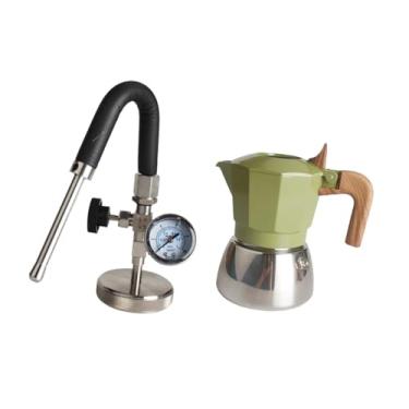 Imagem de Bothyi Panela de espuma a vapor com gerador de vapor, máquina de café expresso italiana com válvula dupla, espumador para gás elétrico, Verde