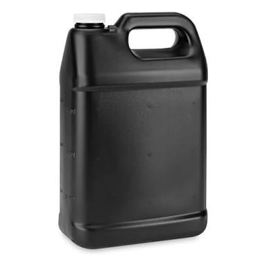 Imagem de Jumuk Supplies Jarros de plástico de 1 galão com tampas, recipientes de armazenamento de garrafas de água com alça ergonômica, compatível com a FDA, feito nos EUA recipiente de HDPE (1, preto, 1 galão