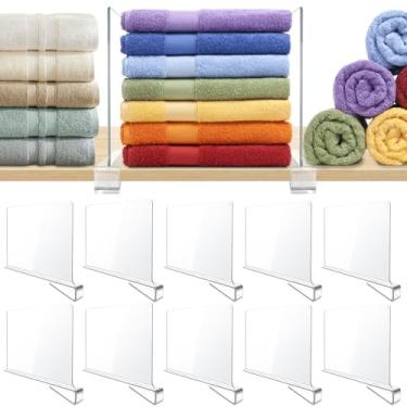 Imagem de BAUMFEUER Pacote com 10 divisórias de prateleira de acrílico transparente para armário organizador de quarto, cozinha, escritório, banheiro, organizador para roupas, livros, chapéus e bolsas