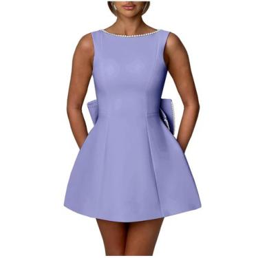 Imagem de Vestido de boas-vindas Sevintage Plus Size de cetim com laço lavanda