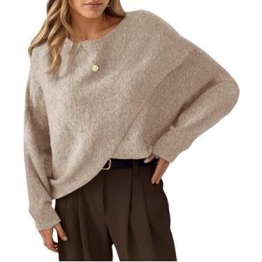 Imagem de Suéter de poncho Saodimallsu feminino de grandes dimensões tricotado c