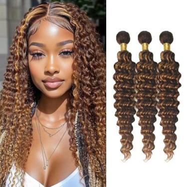 Imagem de Pacotes de cabelo Biliisyff Brown Highlight P4/30 Deep Wave 30cm