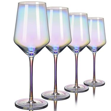 Imagem de Conjunto de 4 taças de vinho CUKBLESS Iridescent 600mL para vermelho/b