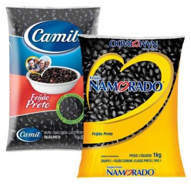 Imagem de Kit 2 Pacote Feijão Preto Tipo 1 Namorado e Camil 1Kg - Feijão Gaúcho