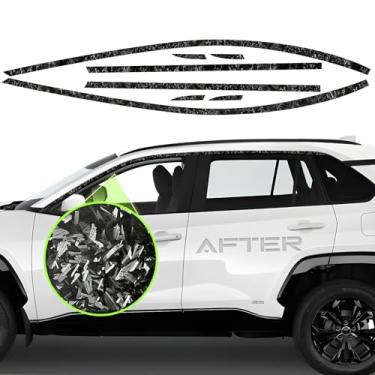 Imagem de Apagamento cromado para janela lateral adequado para Toyota Rav4 Rav-4 de 2019, 2020, 2022, 2023, 2024, 2025, Toyota Rav4 Rav-4 com película blackout preta fosca forjada de fibra de carbono