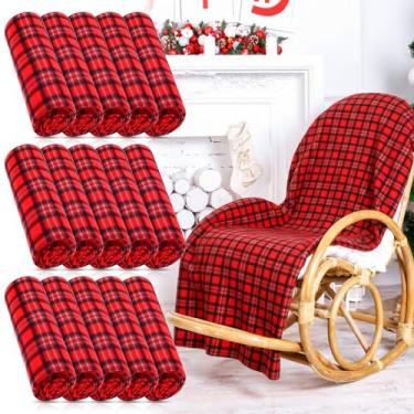 Imagem de Buryeah 15 mantas xadrez vermelho e preto a granel 152 x 127 cm, cobertor xadrez de búfalo, macio, leve, quente, para sofá, cadeira, cama, escritório, casa, viagens ao ar livre