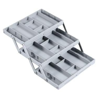Imagem de Organizador de gaveta dobrável de 2/3 camadas, organizador de gaveta expansível, organizadores de gaveta de vários níveis, bandejas ajustáveis para maquiagem, joias (fileira única de 3 camadas)