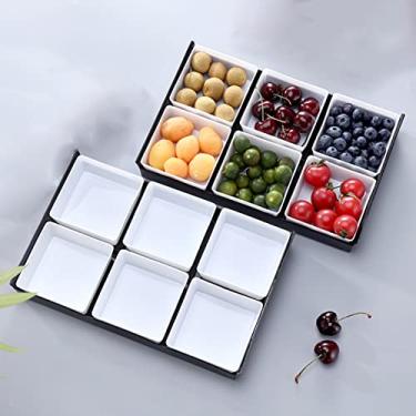 Imagem de Bandeja de servir dividida de plástico, tigelas de servir para festas, pratos removíveis para frutas, vegetais, lanches, batatas fritas, biscoitos, pacote com 2