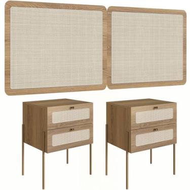 Imagem de Cabeceira Queen 160cm e 2 Mesas Laterais 2 Gavetas Industrial Indy A03