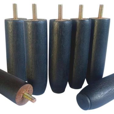 Imagem de Kit Pes Cama Box 7 Peças Pezinho Madeira Maciça 12cm Casal - Universal