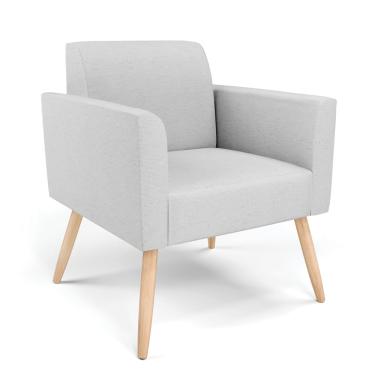 Imagem de Poltrona Pés Palito Natural Marisa Linho Cinza A05 D03 - D'Rossi