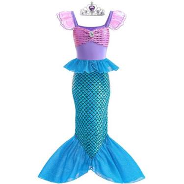 Imagem de Vestido de sereia Danvren Princess Costume Girl 3-8 anos