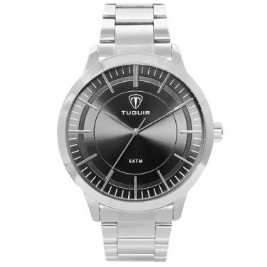 Imagem de Relógio Masculino Tuguir Analógico TG167 - Prata e Preto - TUGUIR IND