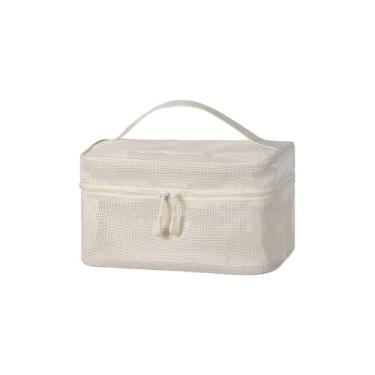 Imagem de Conjunto de bolsas organizadoras de higiene pessoal de viagem – pacote com 3 bolsas de cosméticos de malha transparente com zíper, bolsa de banho respirável à prova d'água para mala, maquiagem