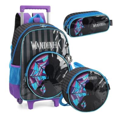 Imagem de Kit Mochila Rodinhas WANDINHA ADDAMS Preto - Luxcel-Unissex