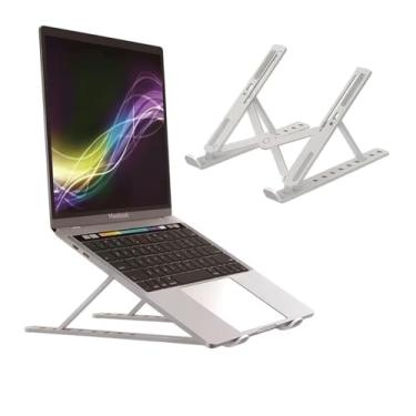 Imagem de Suporte de Notebook em Alumínio Ajustável e Dobrável – Ergonômico com 6 Níveis de Altura e Base Antiderrapante para Laptops de 10” a 17”