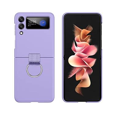 Imagem de Para Samsung Galaxy Z Flip 3 5G Case ZFlip3 Flip4 3 Fundas Finger Ring Matte Phone Cover para Galaxy Z Flip 4 3 Cases, Purple, For Z Flip 4