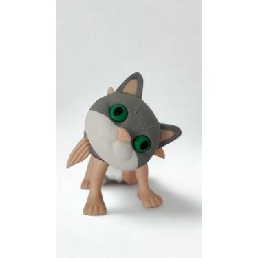 Imagem de Trulimero Brinquedo Articulado Trulichinha, Gato Cinza com Branco, Olhos Verdes, Design Decorativo, Figura Colecionável Meme Brainrot Italiano