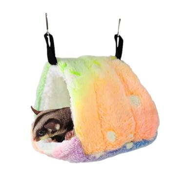 Imagem de Copfeu Rede de algodão para porquinho-da-índia para ratos, ninho de hamster colorido, gaiola de esconderijo quente para animais pequenos, papagaio, furão (colorido, médio)