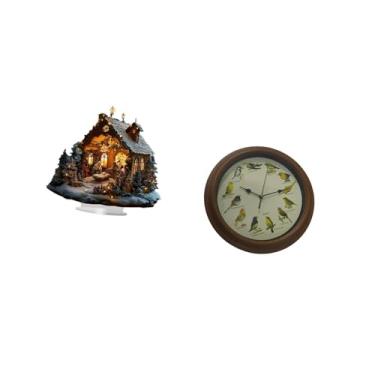 Imagem de Vaveren Decoração de Mesa de Acrílico Independente com Base para Festa, Estante de Livros, Quarto, Combinado com Elegante Relógio de Parede com Canto de Pássa