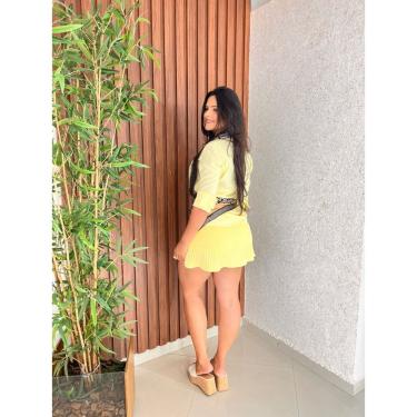 Imagem de Short Saia Plissado Com Babado Lastex Nas Costa