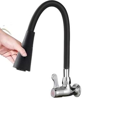 Imagem de Torneira de Cozinha Parede Preta Flexível - Torneira Gourmet com 2 Jatos e 1/4 Volta | Torneira para Pia, Bancada e Mármore(SLT-11)