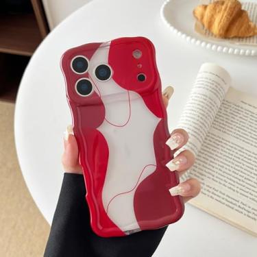 Imagem de DEFBSC Capa para iPhone 17 Pro Max, linda capa de telefone com estampa de arte ondulada transparente para mulheres e meninas, capa protetora durável com moldura ondulada para iPhone 17 Pro Max