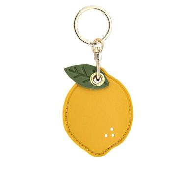 Imagem de Capa de cartão de controle de acesso de couro para AirTag, porta-cartões com capa protetora para chaveiro (Lemon), Amarelo, 7*5.5cm