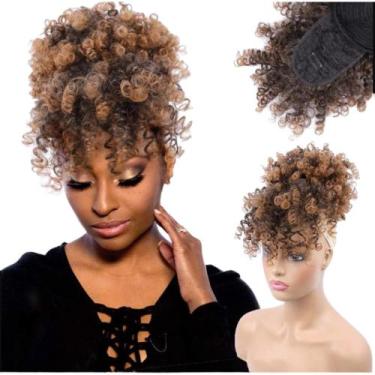 Imagem de Coque Cabelo Orgânico Cacheado Afro Puff Com Franja Pratico - Maya Hai