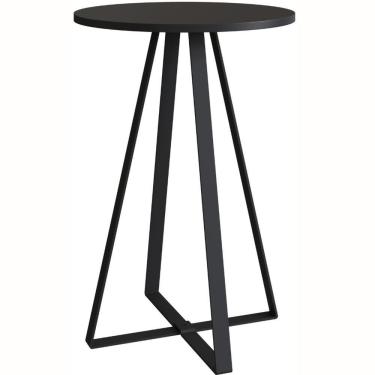 Imagem de Mesa Lateral Redonda Artesano 65 Cm (altura) Em Mdp Bp Estrutura Metálica Em Aço Preto