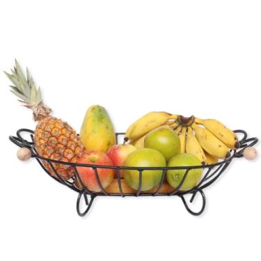 Imagem de Fruteira de Mesa, Fruteira Artesanal em Ferro Madeira Organizador Oferta(Preto,Preto)