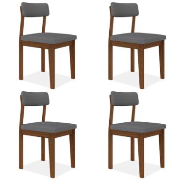 Imagem de Conjunto Com 4 Cadeiras Estofadas Utah Freijó/s.cinza - M.a Freijó/suede Cinza