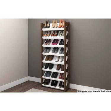 Imagem de Armário Sapateira Casal Az1006 C- 8 Prateleiras Branco-nogal - Tecno Mobili