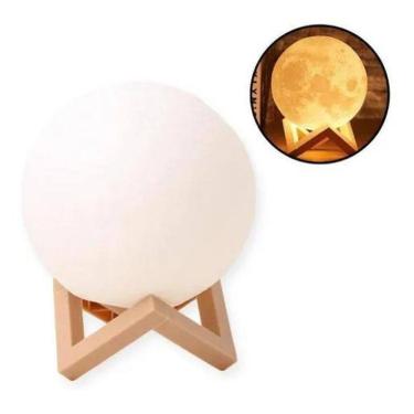 Imagem de Abajur Luminária Lua Cheia 3D Majestic Led De Mesa Sem Fio