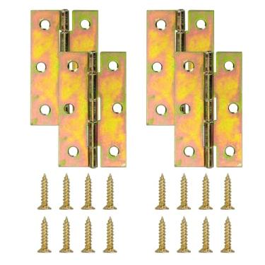 Imagem de Dobradiça de porta de zinco colorida de 6-3/20.3 cm, Zernmiarder 12 peças dobradiças de extremidade de ferro, dobradiças de janela interior e exterior com parafusos - 60 x 36 mm