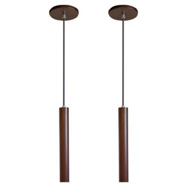 Imagem de Kit 2 Pendente Luminária Tubo Marrom 30 Cm - AZ Casa Decor