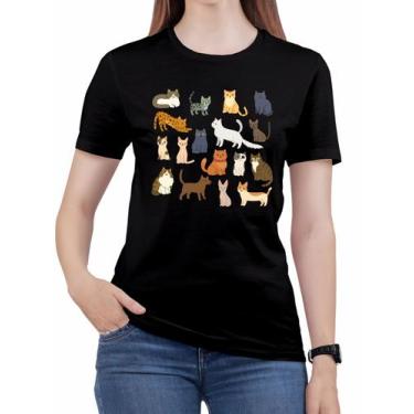 Imagem de Camiseta Gatos 100% Algodão Premium Tshirt Feminina Animais - ALEMARK,