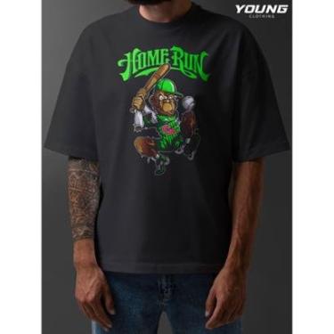 Imagem de Camiseta Oversized Monkey Baseball Streetwear Algodao Unissex Preto-Masculino