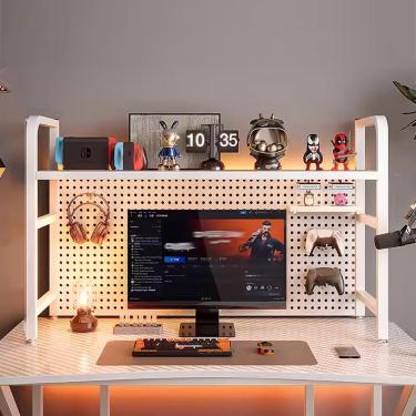 Imagem de Estante De Computador, Prateleira De Metal Multifuncional, Estante Industrial, Estante De Ferro Forjado, Organizador Para Dormitório Doméstico E Escritório, Bianco, 75x20*68cm