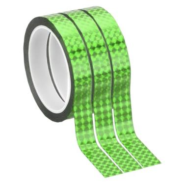 Imagem de PATIKIL Fita de filme de poliéster metalizada 29,5 cm x 55 m, 3 peças de fita decorativa metálica verde a laser fita adesiva espelhada para detalhes de parede de arte gráfica de paredes de acabamento