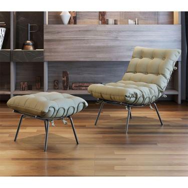 Imagem de Poltrona E Puff M07 Estrutura Em Ferro Mais Decor Preto/bege