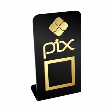 Imagem de Placa Pix QR Code Display Para Pagamentos Acrílico 3mm (Preto + dourado)