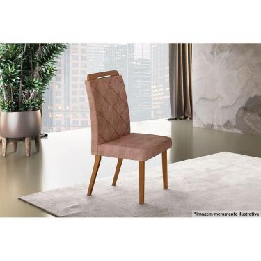 Imagem de Cadeira Sala de Jantar Melissa Madeira Kit 2 Un Capuccino/Veludo Creme - Rufato