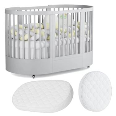 Imagem de Berço Redondo Evolutivo Crescer 3 em 1 Coleção Wave Divicar Fabricado em MDF e Madeira Maciça Eucalipto (CINZA)