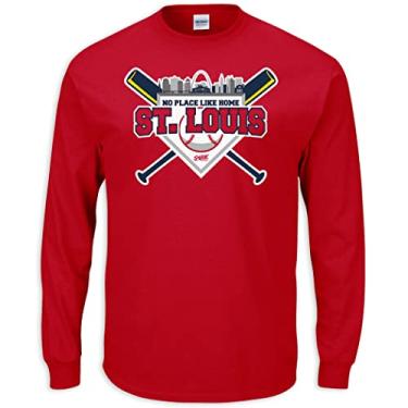 Imagem de Smack Apparel Fãs de beisebol de St Louis Camiseta No Place Like Home vermelha (Sm-5X) (manga comprida, média)