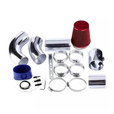 Imagem de Sistema de admissão de ar frio universal para carro de 76 mm, kit de tubo de admissão de alumínio de 3 polegadas, sistema de filtro de ar frio turbo direto(Red)